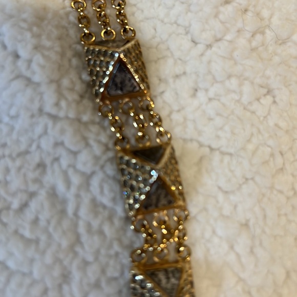 Tat 2 gold pyramid bracelet with rhinestone diamonds on the outside of pyramid - Picture 4 of 11
